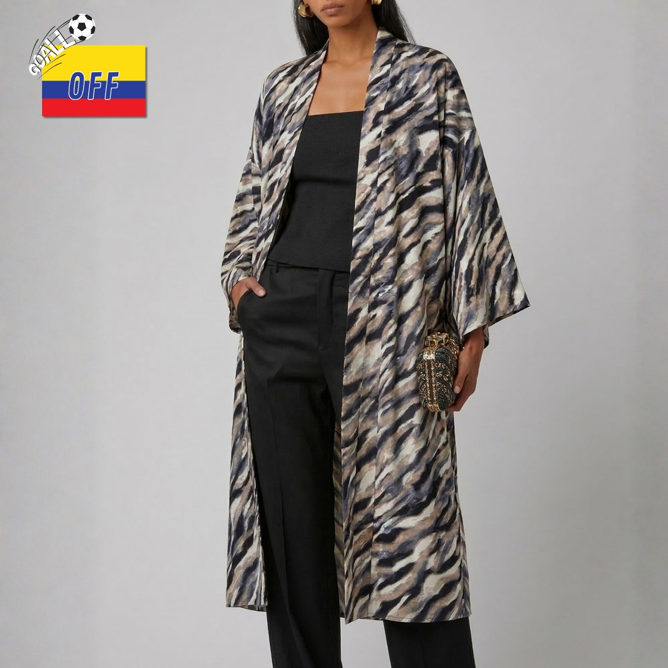 Kimono Bora Bora Print Negro