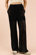 Pantalón Wide Leg Nocturno Crochet Black