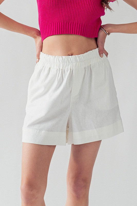 Short Casual High Waist White