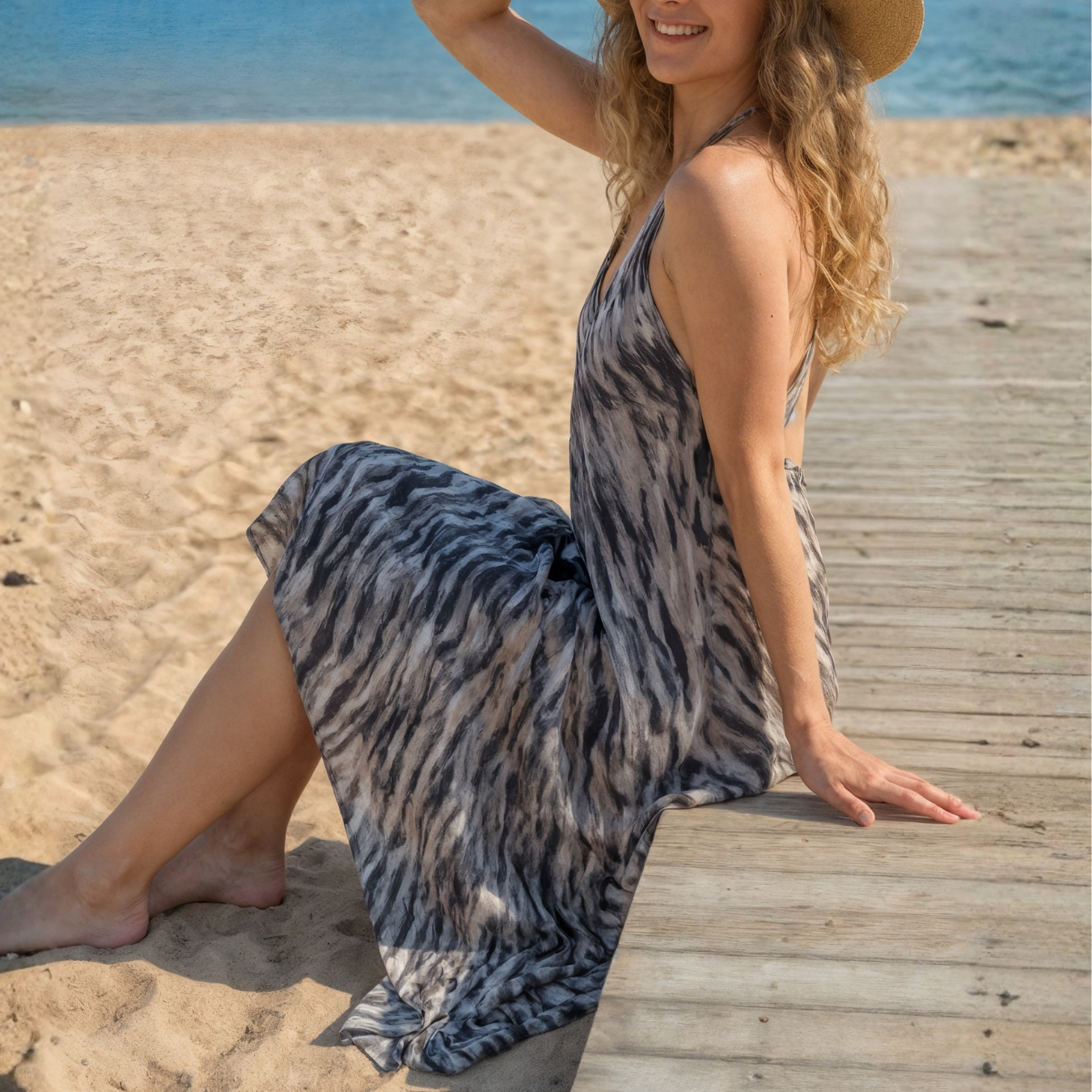 Vestido La Palma Print Negro