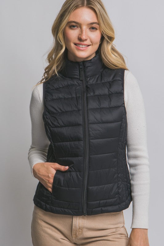 Chaleco Puffer Acolchado Sin Mangas Black