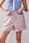 Short Casual High Waist Pink