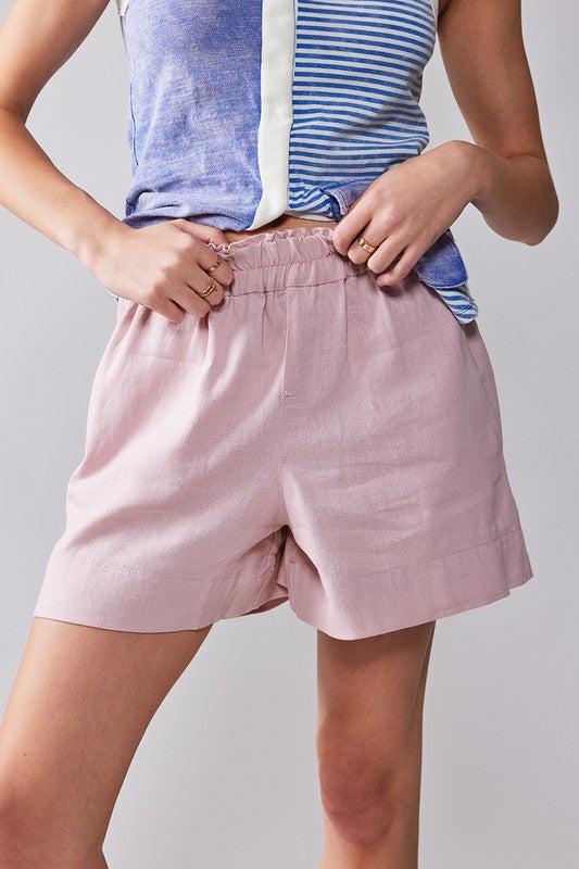 Short Casual High Waist Pink