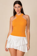 Top Halter Texturizado - Naranja Vibrante
