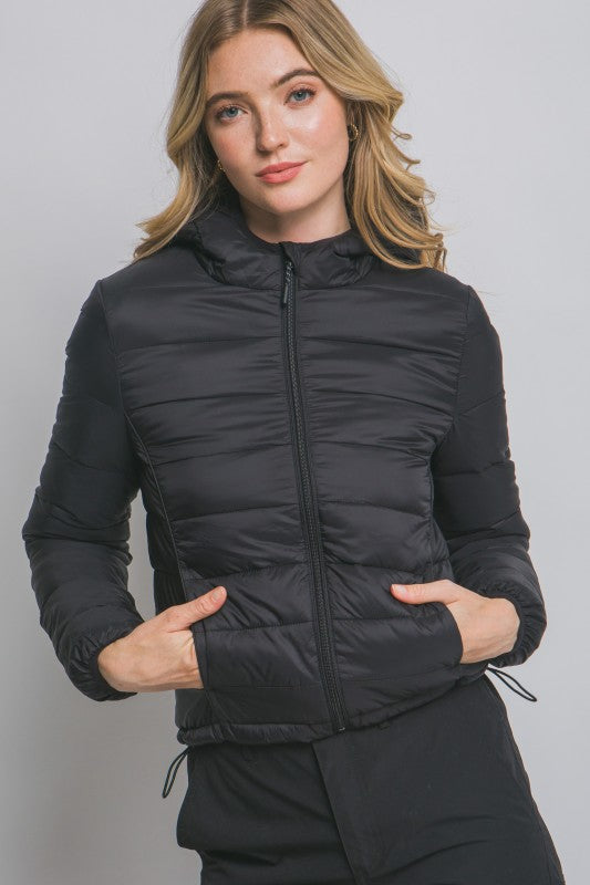 Chaqueta Puffer Acolchada con Capucha BLACK