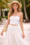 Top Strapless con Fruncido Frontal - Blanco