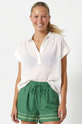 Blusa Estilo Camisera Sin Cierre Completo - Blanco Puro