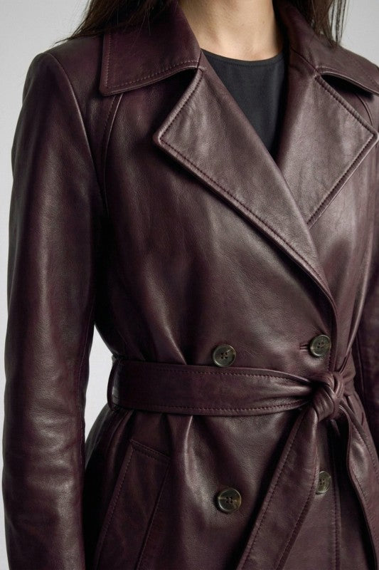 Gabardina Efecto Cuero Urban Chic Burgundy