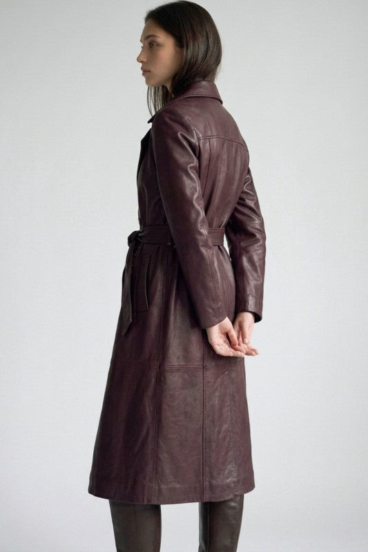 Gabardina Efecto Cuero Urban Chic Burgundy