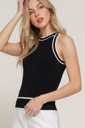 Top Tejido Sin Mangas con Detalle Bicolor