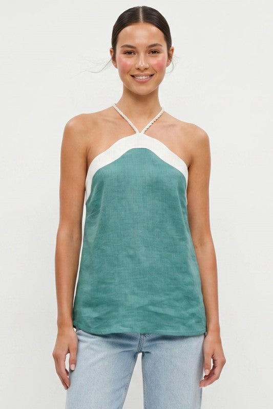 Blusa Fluida Sin Mangas con Cordón Náutico