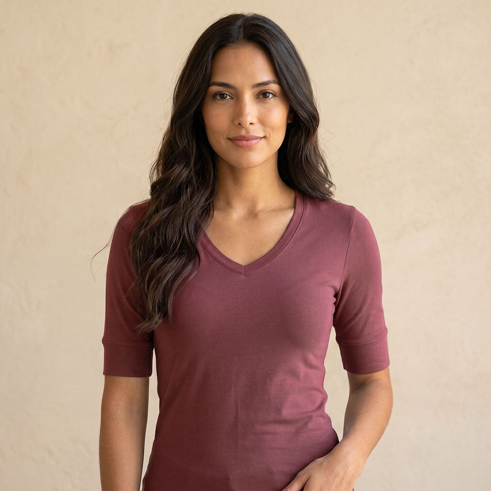 Blusa Silueta Ajustada Casual Terracota
