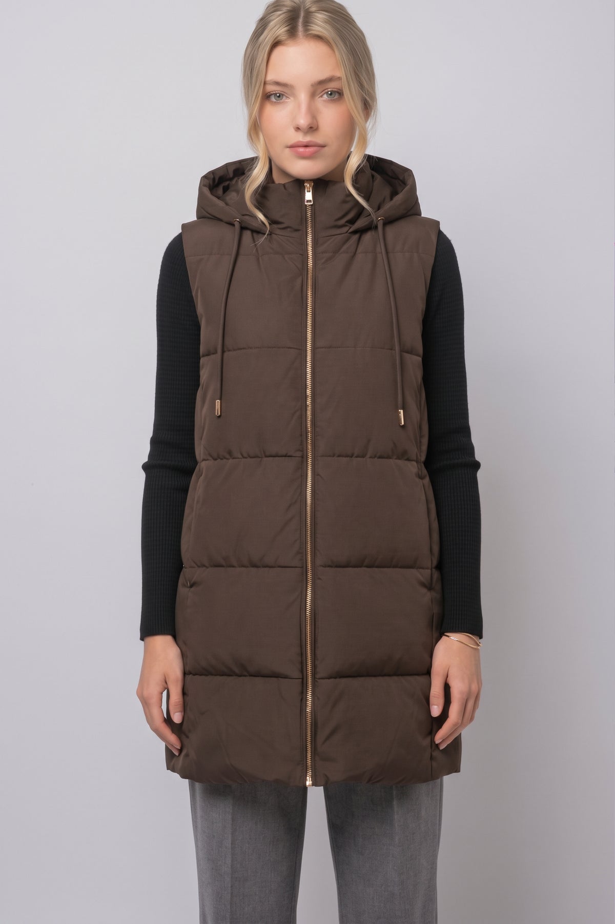 Chaleco Acolchado Cozy Mocha Long