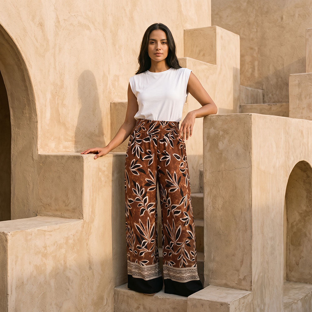 Pantalón Hanna - Diseño Botanical Terracota