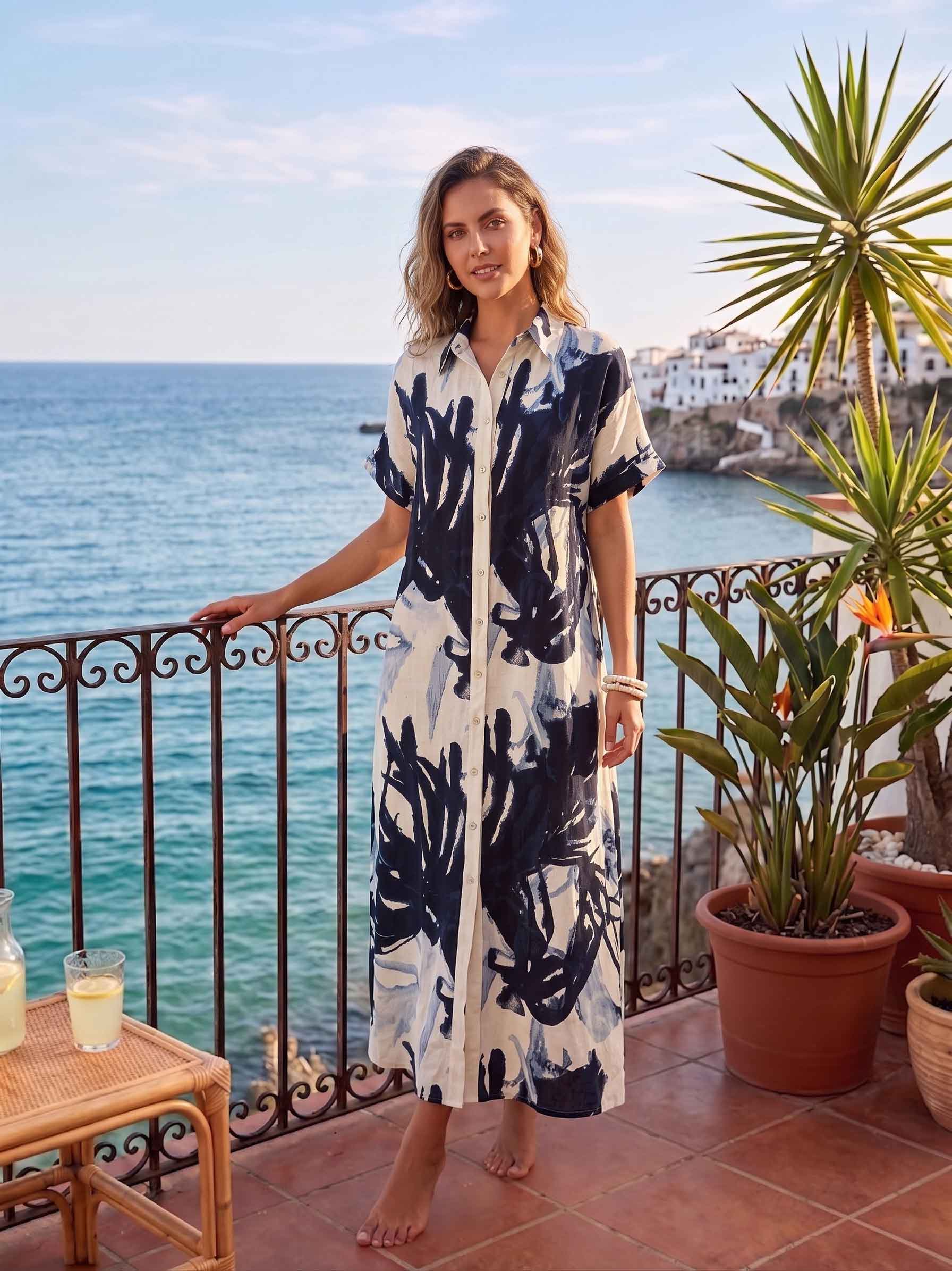 Vestido Ibiza -Botánico Azul Marino