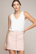 Blusa Elegante de Tirantes Anchos con Drapeado - Blanco Puro